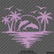 Sunset Tropical Island Beach Scene Dolphins And Seagulls Vinyl Decal