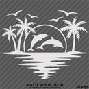 Sunset Tropical Island Beach Scene Dolphins And Seagulls Vinyl Decal