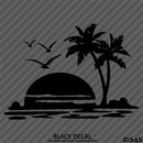 Sunset Palm Trees Tropical Island Beach Scene Vinyl Decal