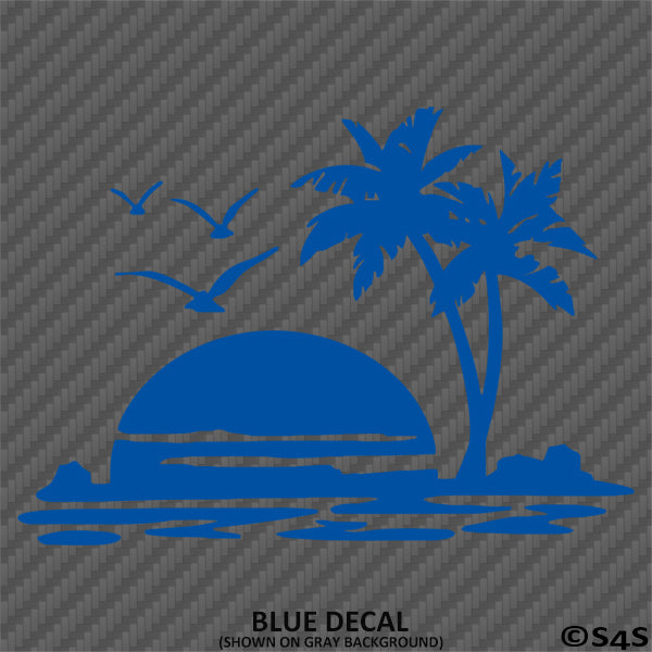 Sunset Palm Trees Tropical Island Beach Scene Vinyl Decal