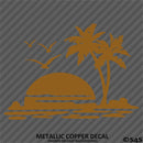 Sunset Palm Trees Tropical Island Beach Scene Vinyl Decal