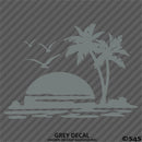 Sunset Palm Trees Tropical Island Beach Scene Vinyl Decal