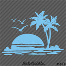 Sunset Palm Trees Tropical Island Beach Scene Vinyl Decal