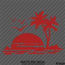 Sunset Palm Trees Tropical Island Beach Scene Vinyl Decal