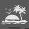 Sunset Palm Trees Tropical Island Beach Scene Vinyl Decal