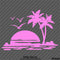 Sunset Palm Trees Tropical Island Beach Scene Vinyl Decal