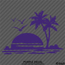 Sunset Palm Trees Tropical Island Beach Scene Vinyl Decal