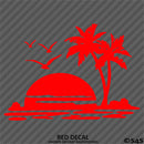 Sunset Palm Trees Tropical Island Beach Scene Vinyl Decal