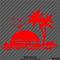 Sunset Palm Trees Tropical Island Beach Scene Vinyl Decal