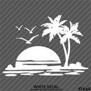 Sunset Palm Trees Tropical Island Beach Scene Vinyl Decal