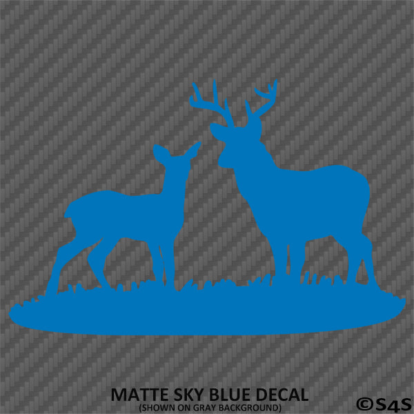 Buck And Doe Silhouette Hunting Vinyl Decal Version 3