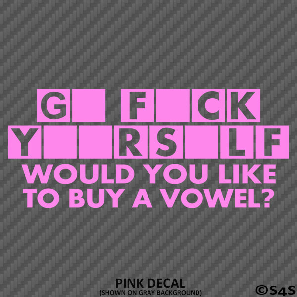 Would You Like To Buy A Vowel? Funny Vinyl Decal