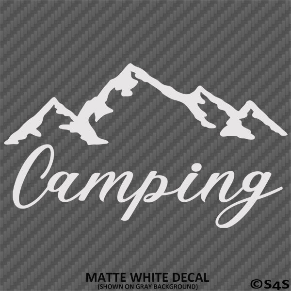 Camping Mountains Silhouette Vinyl Decal