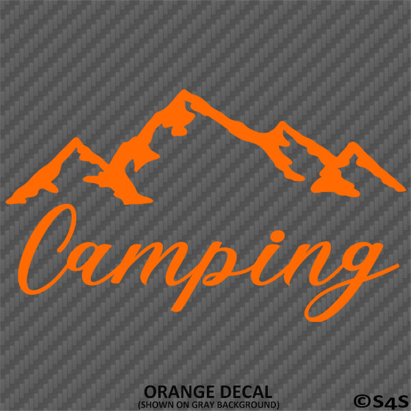 Camping Mountains Silhouette Vinyl Decal