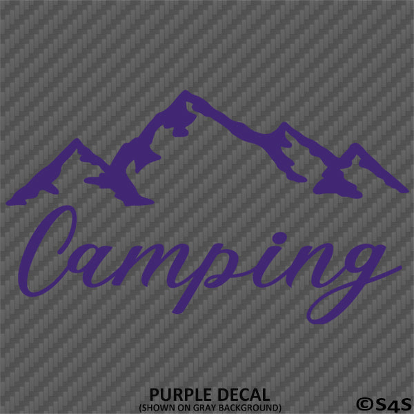 Camping Mountains Silhouette Vinyl Decal