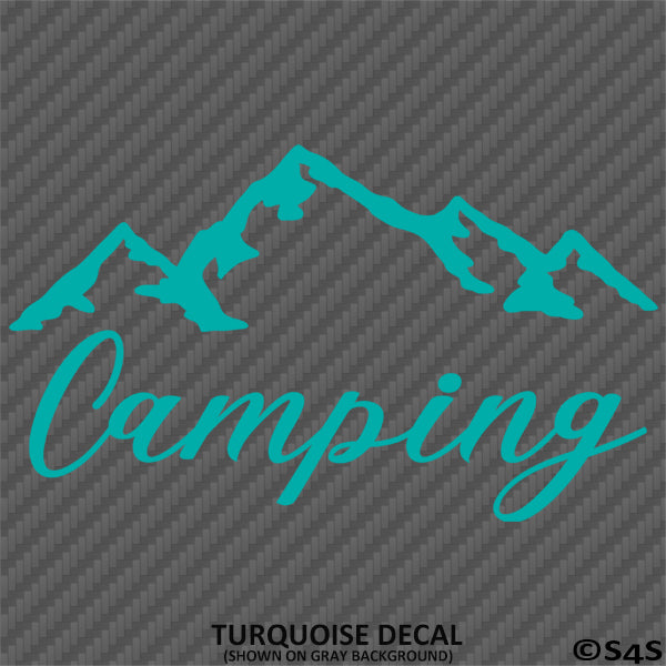 Camping Mountains Silhouette Vinyl Decal