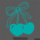 Heart Shaped Cherries With Bow Vinyl Decal