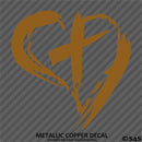 Christian Cross Distressed Heart Vinyl Decal