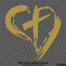 Christian Cross Distressed Heart Vinyl Decal