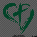 Christian Cross Distressed Heart Vinyl Decal