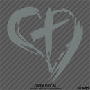 Christian Cross Distressed Heart Vinyl Decal