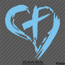 Christian Cross Distressed Heart Vinyl Decal