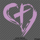 Christian Cross Distressed Heart Vinyl Decal