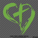 Christian Cross Distressed Heart Vinyl Decal