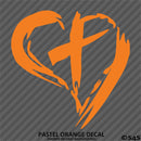 Christian Cross Distressed Heart Vinyl Decal