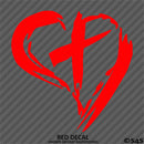Christian Cross Distressed Heart Vinyl Decal