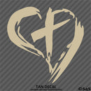 Christian Cross Distressed Heart Vinyl Decal