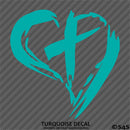 Christian Cross Distressed Heart Vinyl Decal