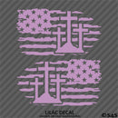 American Flag: Calvary Crosses Distressed Flag Vinyl Decal (PAIR)