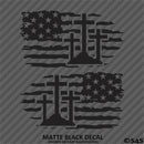 American Flag: Calvary Crosses Distressed Flag Vinyl Decal (PAIR)