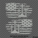 American Flag: Calvary Crosses Distressed Flag Vinyl Decal (PAIR)