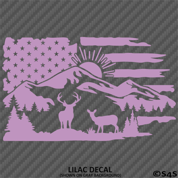 American Flag: Outdoor Wildlife Scene Vinyl Decal