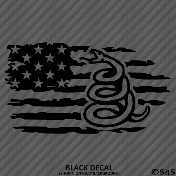 American Flag: Gadsden Snake Distressed Flag 2A Vinyl Decal