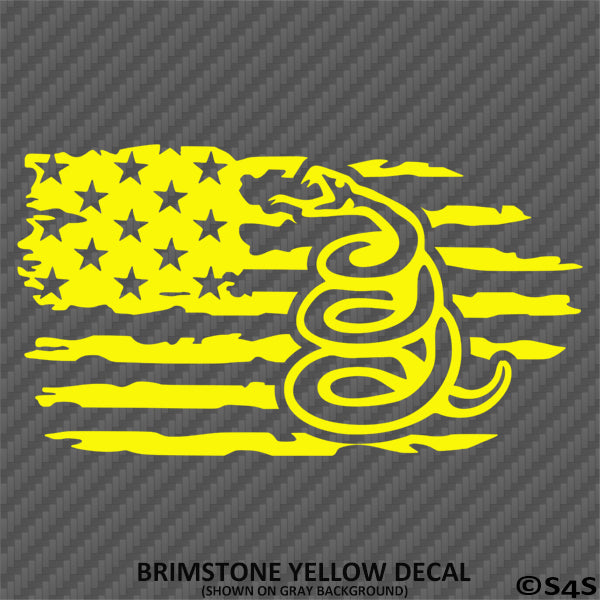 American Flag: Gadsden Snake Distressed Flag 2A Vinyl Decal