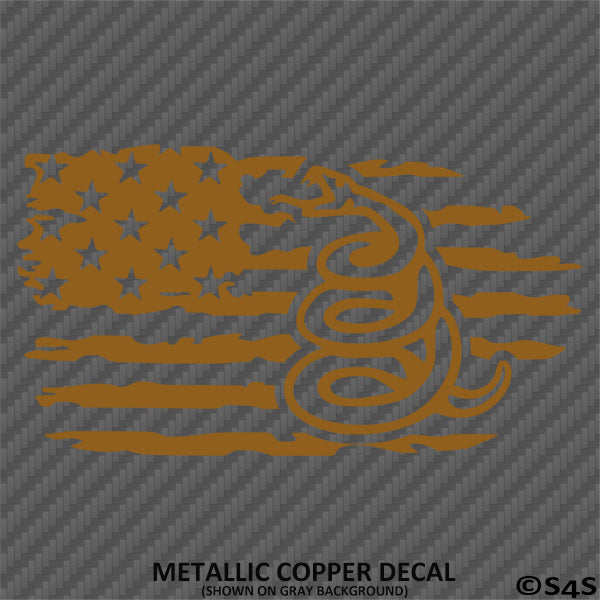 American Flag: Gadsden Snake Distressed Flag 2A Vinyl Decal