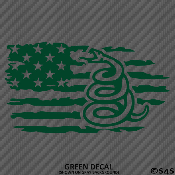 American Flag: Gadsden Snake Distressed Flag 2A Vinyl Decal