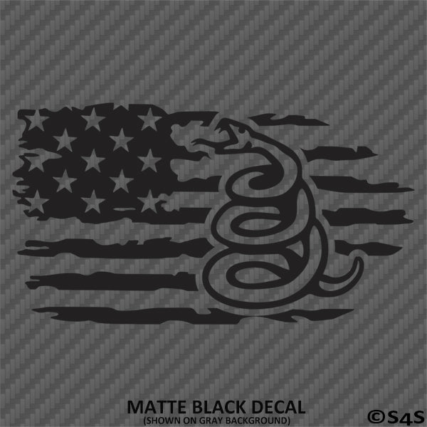 American Flag: Gadsden Snake Distressed Flag 2A Vinyl Decal