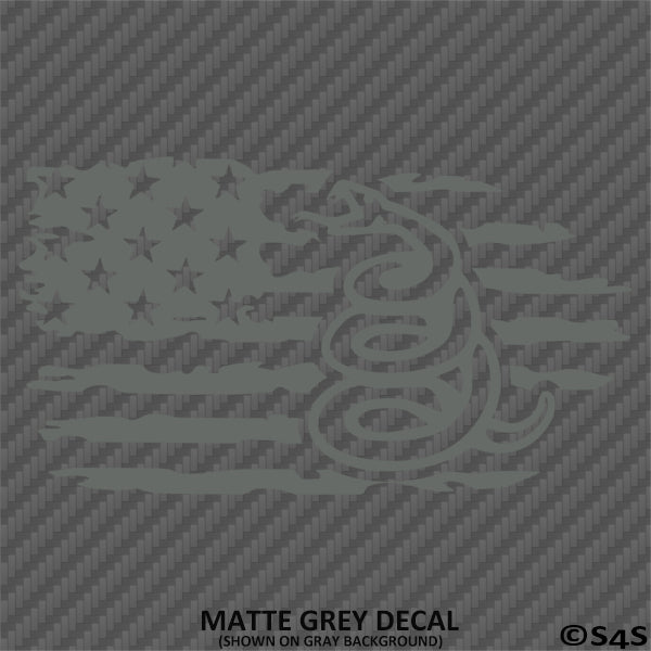 American Flag: Gadsden Snake Distressed Flag 2A Vinyl Decal