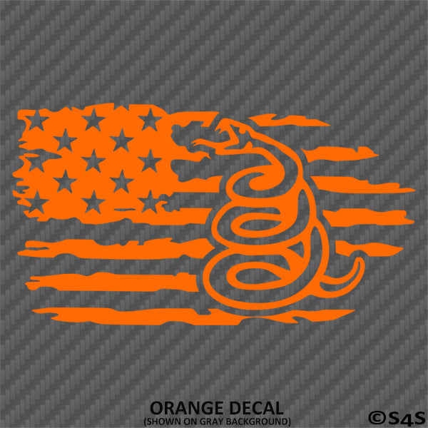 American Flag: Gadsden Snake Distressed Flag 2A Vinyl Decal