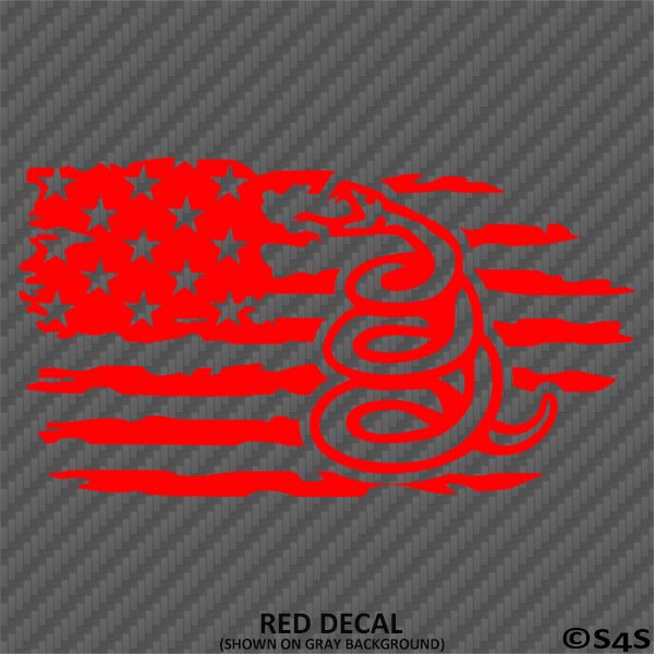 American Flag: Gadsden Snake Distressed Flag 2A Vinyl Decal