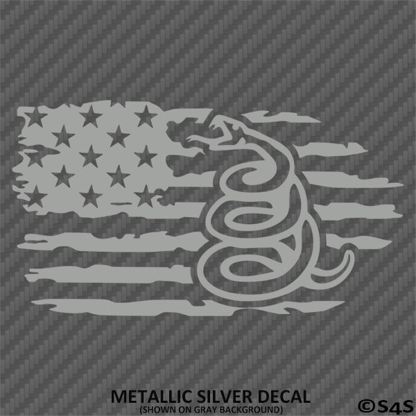 American Flag: Gadsden Snake Distressed Flag 2A Vinyl Decal