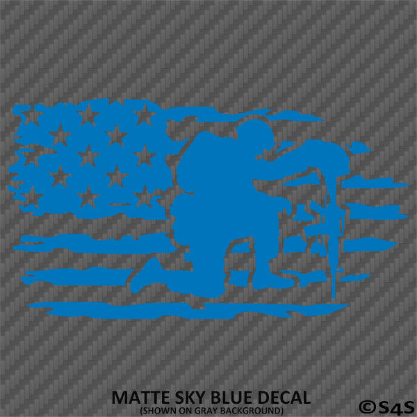 Flag: American Solider Kneeling Veteran Vinyl Decal