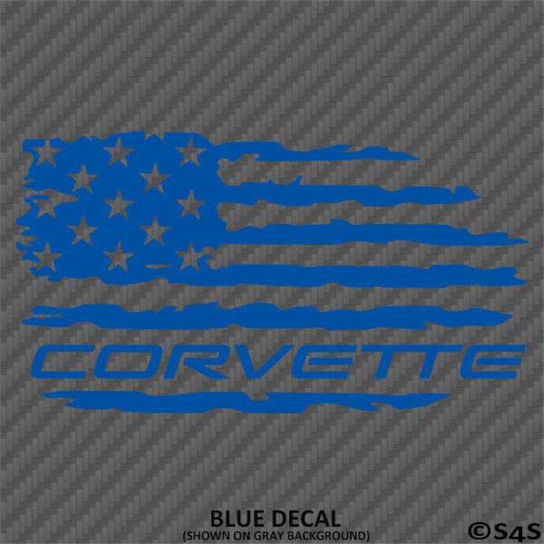 American Flag: Corvette Distressed Flag Vinyl Decal