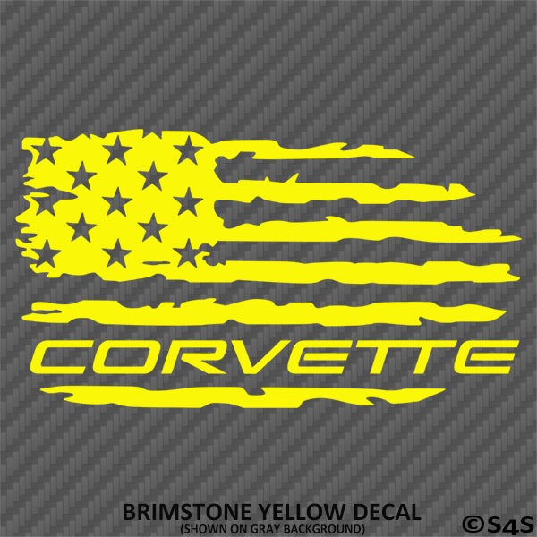 American Flag: Corvette Distressed Flag Vinyl Decal