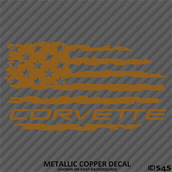 American Flag: Corvette Distressed Flag Vinyl Decal