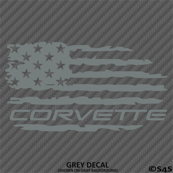 American Flag: Corvette Distressed Flag Vinyl Decal